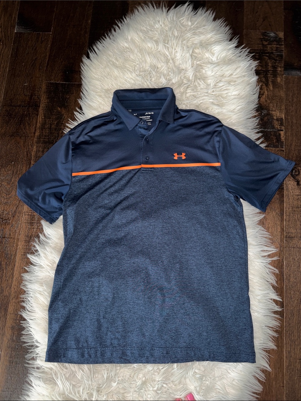 Under Armour Men’s Navy Polo with Orange Stripe